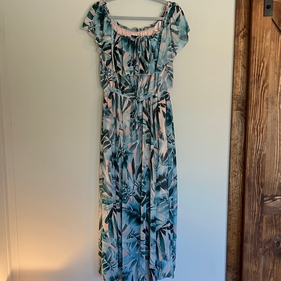 Kate & Lily Dresses & Skirts - KATE and LILY Tropical Pink and Teal Green Color Summer Maxi Dress Botanical 14